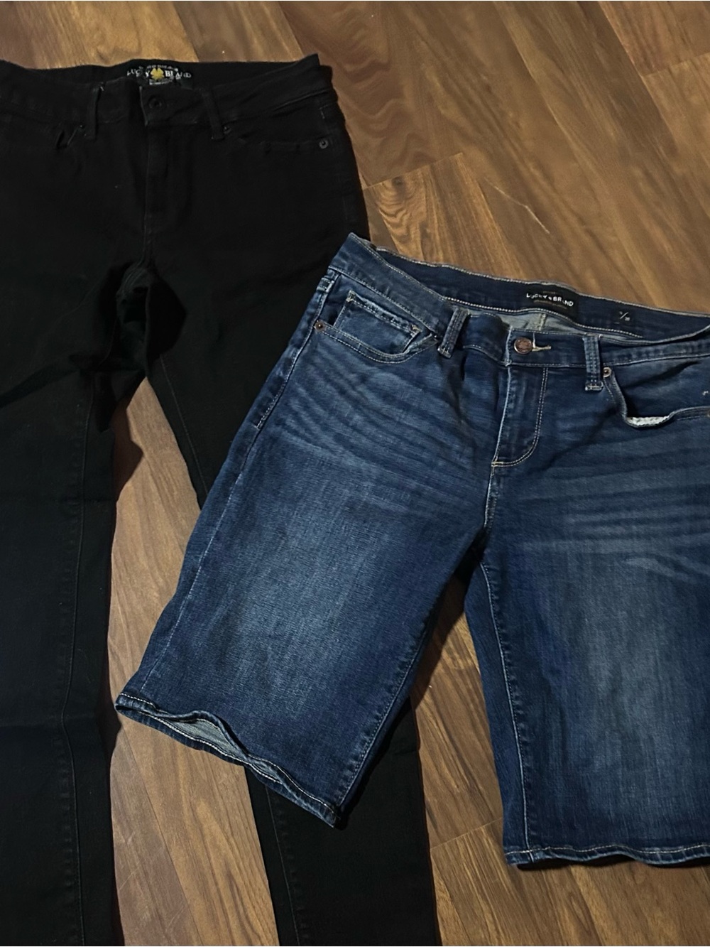 Lucky Brand Black Jeans with Blue Denim Shorts